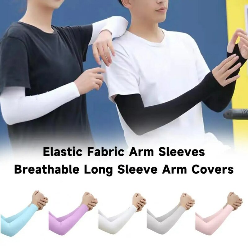 1 Pair Unisex Ice Silk Sleeves Thin Anti-UV Sun Protection Covers Breathable Cycling Outdoor Fishing Cooling Arm Sleeves