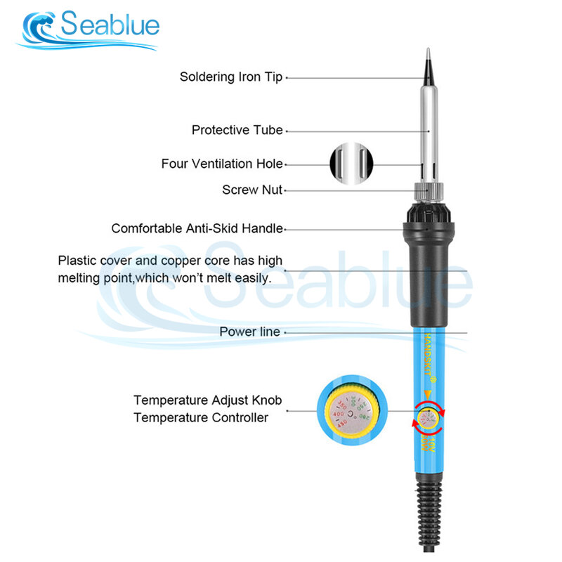 Saldatore elettrico da 60W penna per saldatura a temperatura regolabile strumento per saldatura per riparazione pistola per saldatura testa per saldatore