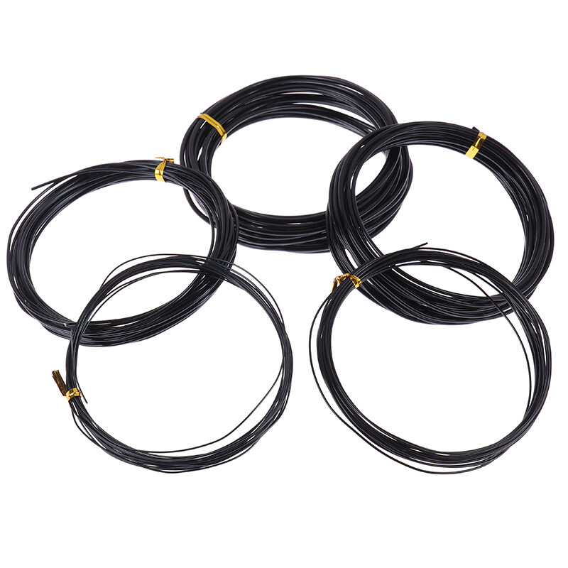 Всего 5 м (черный) провода бонсай из анодированного алюминия, тренировочная проволока бонсай с 5 размерами (1,0 мм, 1,5 мм, 2,0 мм, 2,5 мм, 3 мм)
