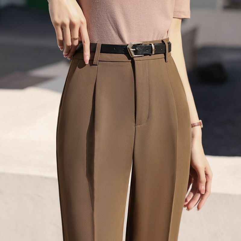 2023 New Spring Autumn Korean Women Casual Suit Long Pants Fashion Casual Female Loose Pockets Wide Leg Trousers Clothing S09