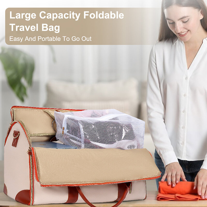 2024 Fashion Large PU Folding Suit Storage Bag donna borsa da viaggio ad alta capacità Travel Sport Outdoor Multi Function Organizer