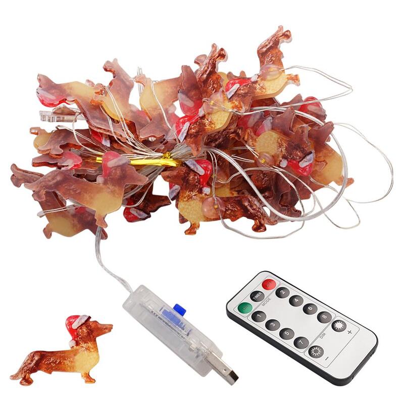 ダックスフント-子犬の装飾用ストリングライト,USBリモコン,LEDライト,トゥインクルバッテリー,30 d3q9