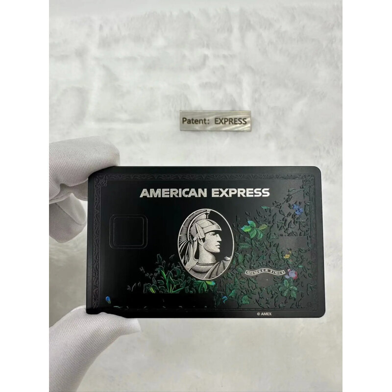 カスタムステンレス鋼のエクスプレスカード,花柄,金属,磁器の旧カードの交換,アメリカの映画の小道具
