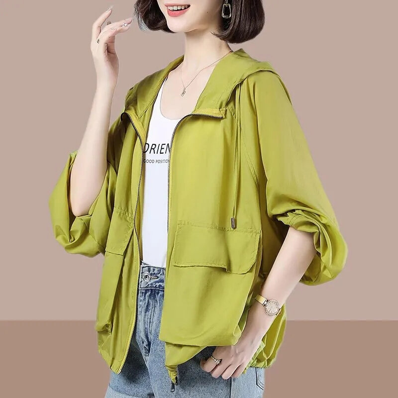 Sunscreen Jacket Women Short Summer 2024 New Windbreaker Korean Breathable Cardigan Sun-Protective Clothing Coat Thin Top Ladies