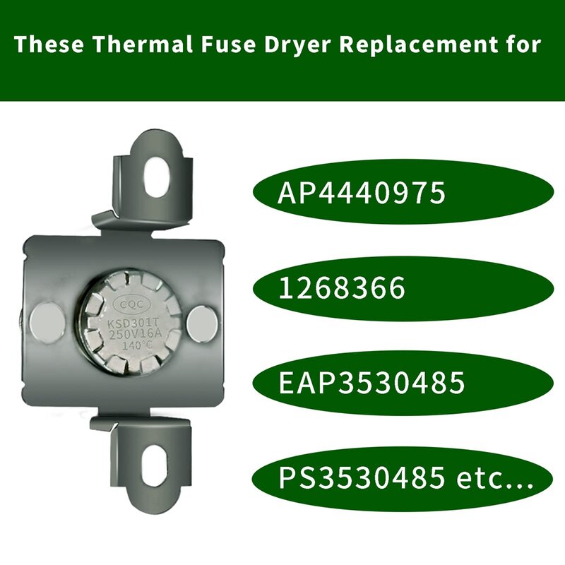 Fusible thermique de remplacement pour sèche-linge, 6931EL3003D, AP4440975, 1268366, EAP3530485, PS3530485
