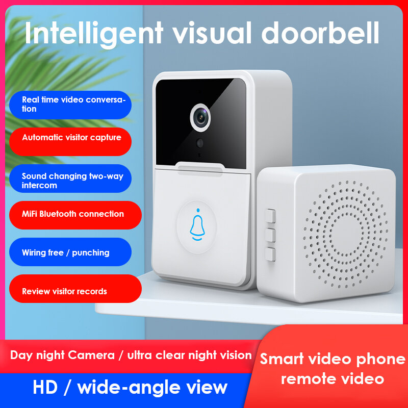 Беспроводной мини-звонок для умного дома, камера с сигнализацией, уличный цифровой дверной звонок Magic Eye с Wi-Fi, Визуальный дверной звонок, защитный Видеозвонок