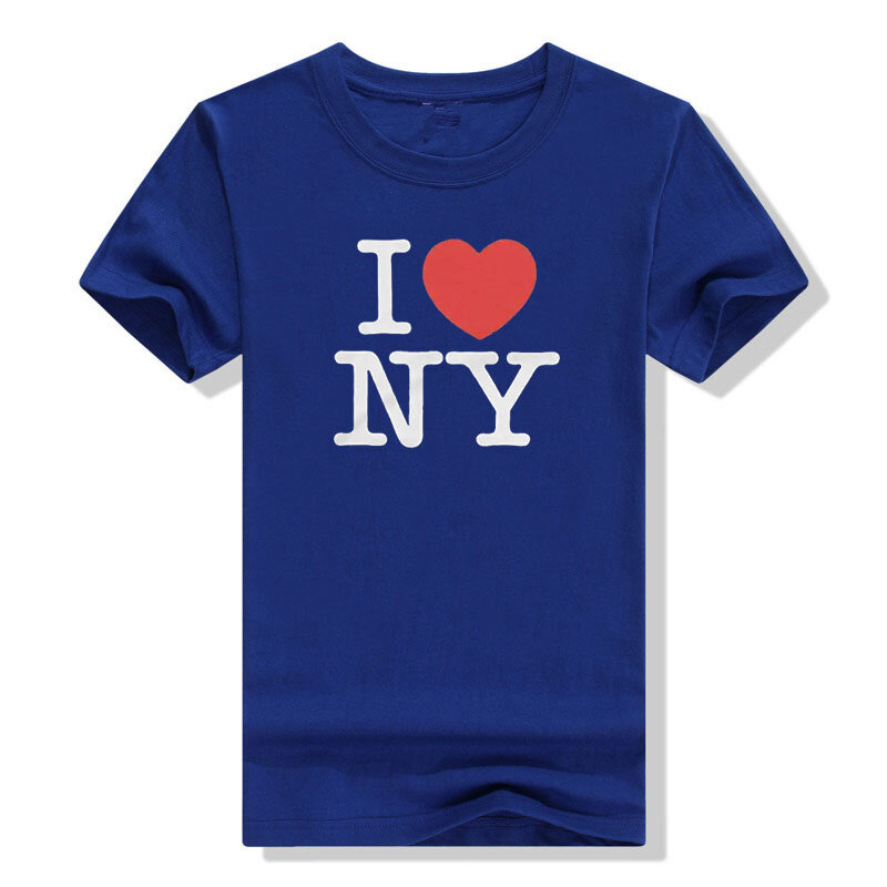 Kaus Uniseks Pria Wanita I Love NY T-Shirt I Love New York Pakaian Gambar Cetak Huruf Kutipan Gaya Streetwear