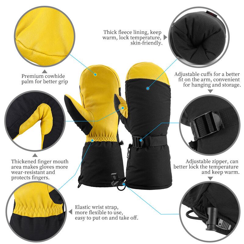 OZERO-guantes de esquí impermeables para hombre y mujer, manoplas térmicas de lana para motocicleta, Snowboard, moto de nieve, Invierno
