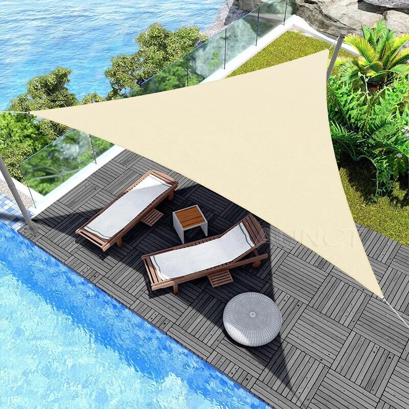5x5x5/2x2x2M Waterproof Sun Shelter Triangle Sunshade Protection Outdoor Canopy Garden Patio Pool Shade Sail Awning Shade Cloth