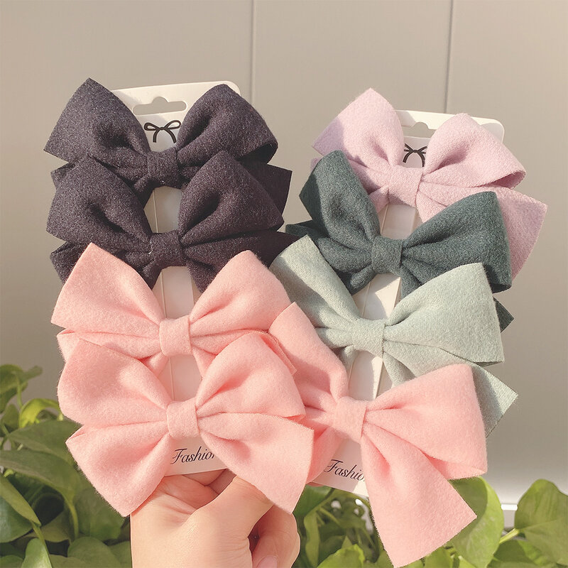 女の子のための手作りのヘアピン,女の子のための弓のセット,韓国スタイル,無地,4ピース/セット