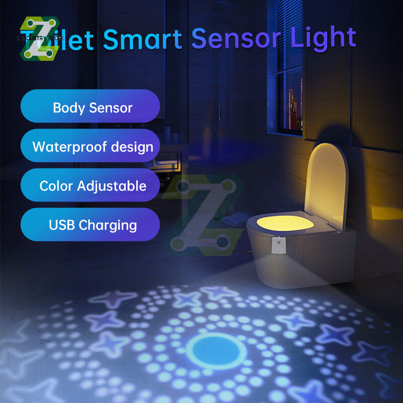 Luces nocturnas inteligentes para inodoro, luz con Sensor de movimiento, lámpara de atenuación recargable para tazón de inodoro, lámpara nocturna impermeable para Baño