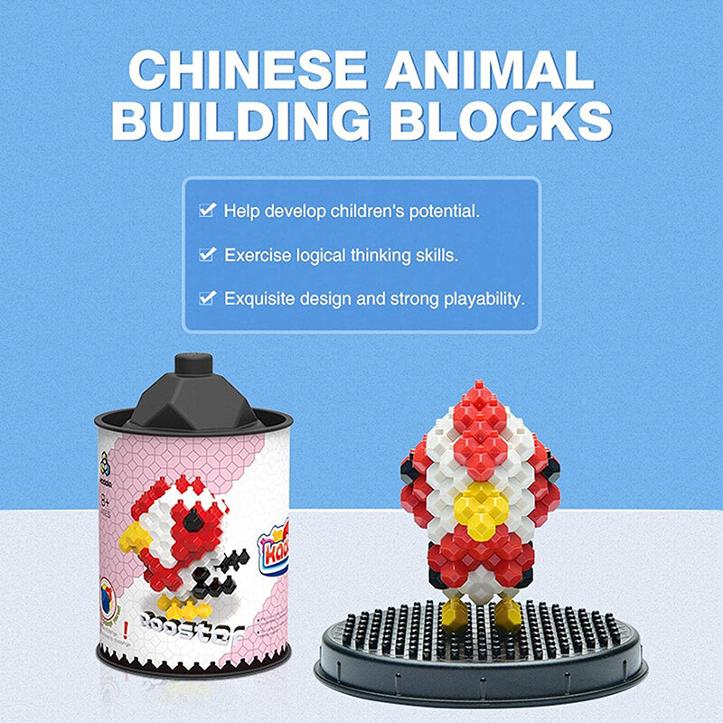 KADELE-bloques de construcción de juguete para niños, juguetes de bloques de construcción de animales bonitos, juguetes de iluminación, Video de ensamblaje de transporte