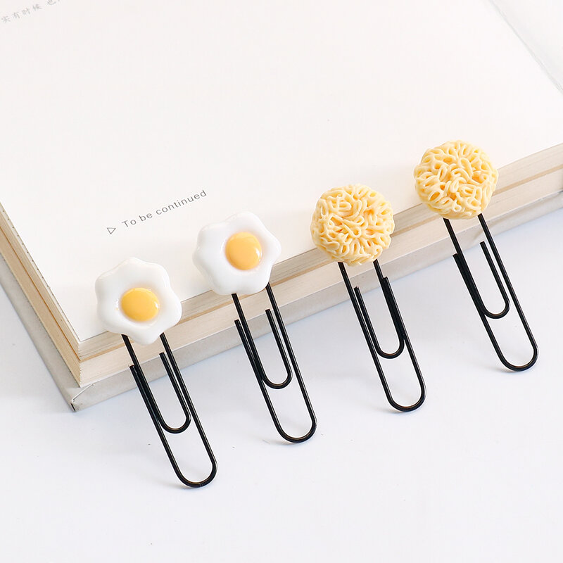 5Pcs/Lot Cute Cartoon Poached Egg Paper Clips Metal Paperclips Bookmarks Clips School Supplies Kawaii Office Accessories Gift