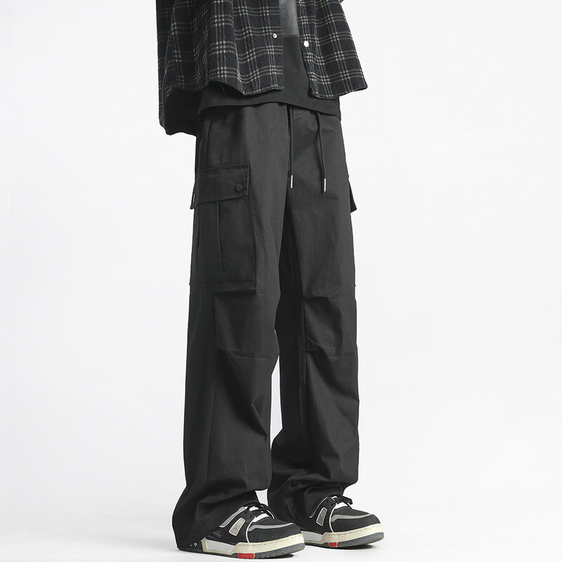 Мужские парашютные брюки-карго в стиле Харадзюку, свободные джоггеры с широкими штанинами, повседневные мешковатые спортивные штаны в Корейском стиле, Y2k, Techwear
