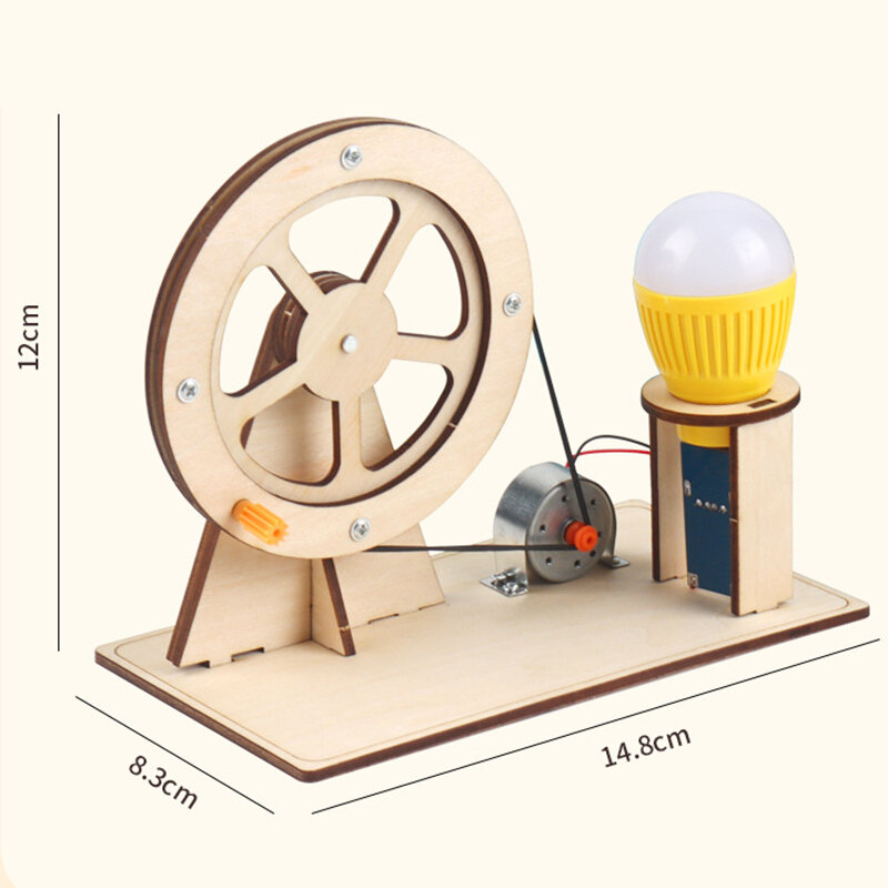 Generator tangan kayu mainan sains anak gagang lucu teknologi Gadget fisika Kit mainan pendidikan untuk anak-anak mainan belajar