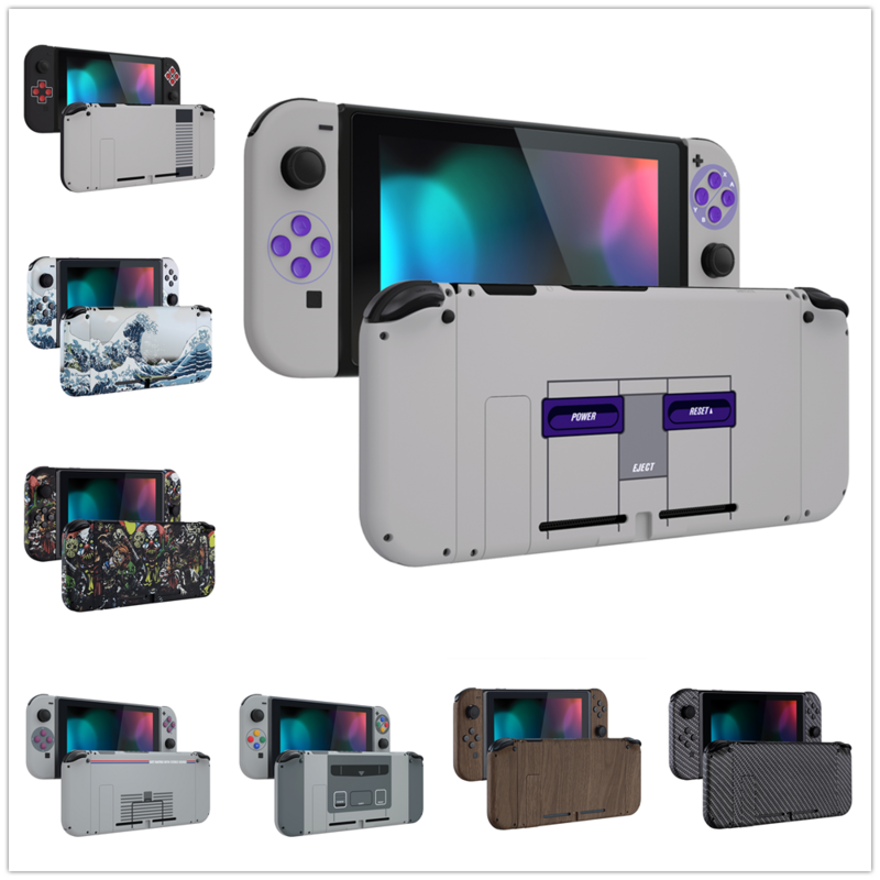 eXtremeRate Custom Patterned Soft Touch Console Back Plate Controller Housing Shell with Full Set Buttons for Nintendo Switch