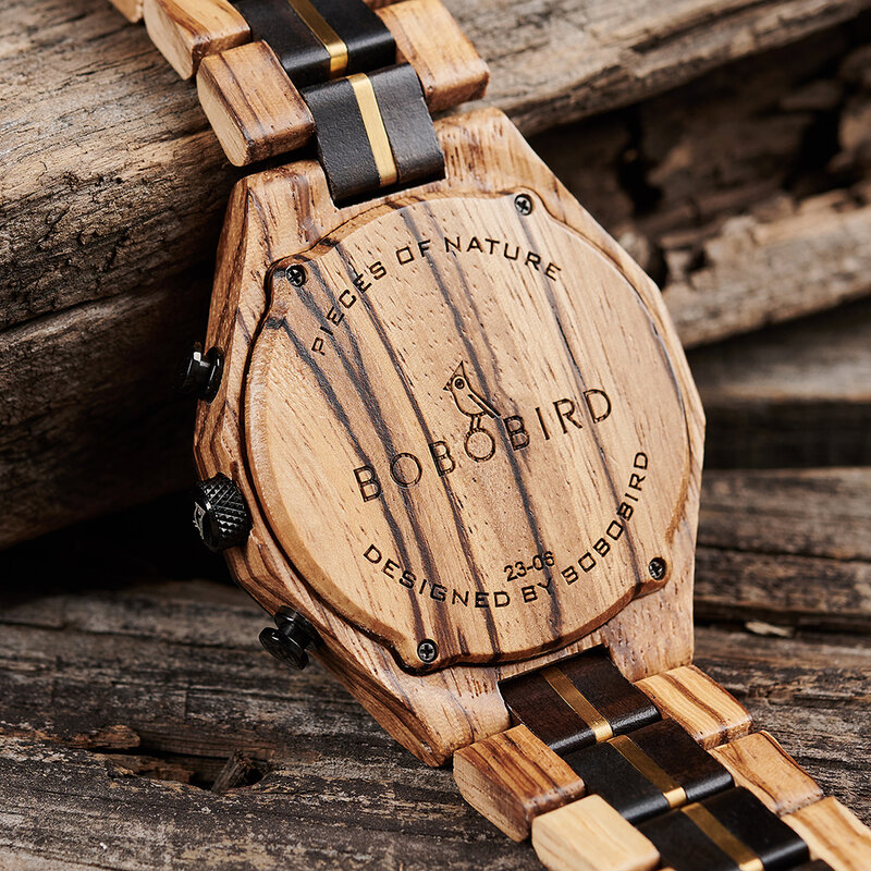 Luksusowy drewniany zegarek BOBO BIRD dla mężczyzn oryginalny męskie zegarki biznesowe moda kwarcowy zegarek na rękę z wycięciem Driopshipping
