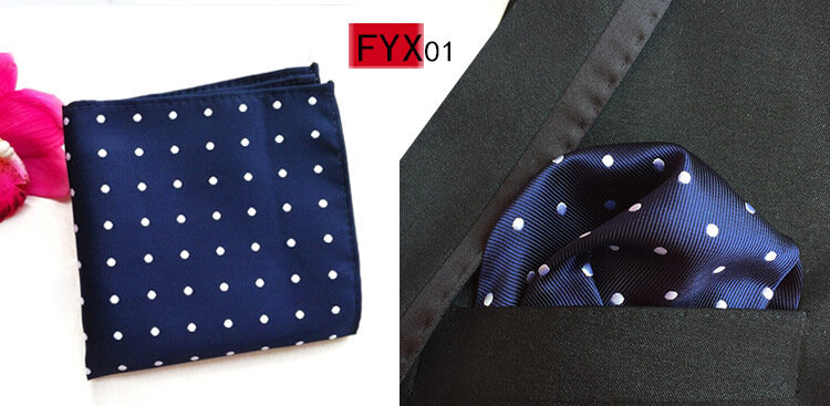 Klassisches blaues Schwarz 25cm * 25cm farbige Punkte Taschen tücher für Mann Party Business Office Hochzeits geschenk Zubehör Taschen Quadrat
