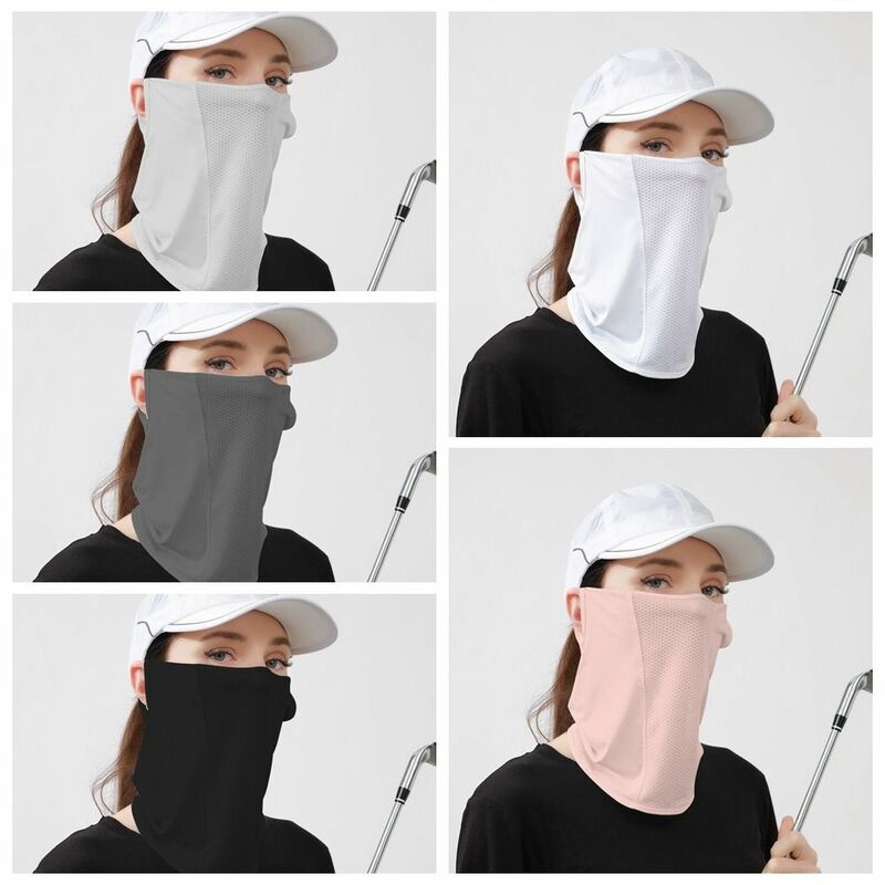 Однотонная маска из ледяного шелка, Солнцезащитный нагрудник, защита от УФ-лучей, солнцезащитный шарф для лица, защита для лица, подвесная маска для ушей и шеи для женщин