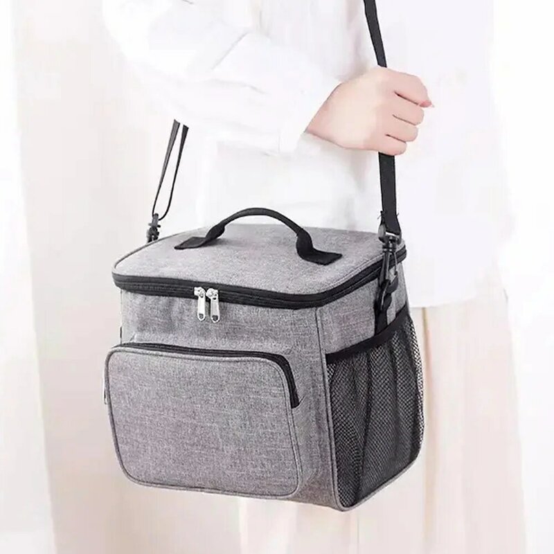 Портативная сумка для хранения еды, модная вместительная сумка с мультяшным принтом, с изоляцией через плечо