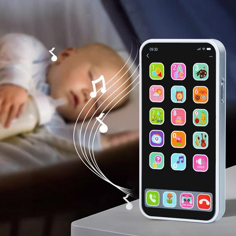Teléfono móvil de juguete para niños, teléfono de juguete con pantalla táctil simulada con luces y sonido, LED interactivo, telé