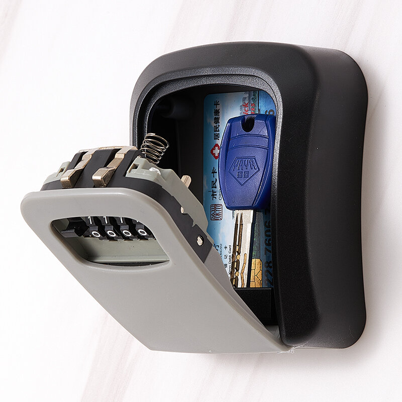 Wall Mount Key Lock Box, 4 Digit Senha Código, Segurança Lock, Nenhuma chave para Home Office, Secret Storage Box Organizer