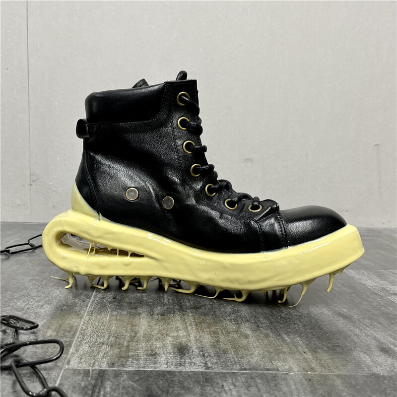 Czarno-uliczny ekskluzywny, luksusowy, ręcznie robiony awangardowy artysta Goodyear, ręcznie robiony 11bs Rock Punk Boots