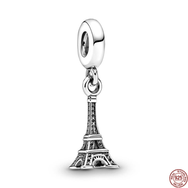 Perle de charme en argent regardé 925, tour Eiffel de Paris, statue des pages, convient au bracelet Pandora original, cadeau de bijoux à la mode