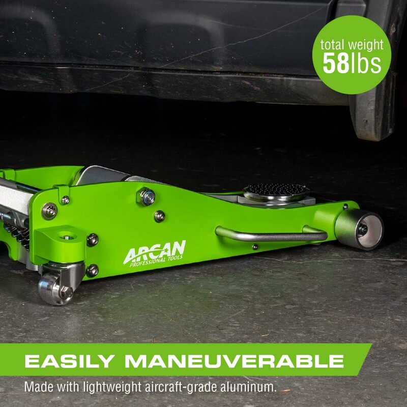 ARCAN alat 3-Ton Jack lantai aluminium cepat naik dengan piston pompa ganda & lengan pengangkat diperkuat (A20018_A20019)