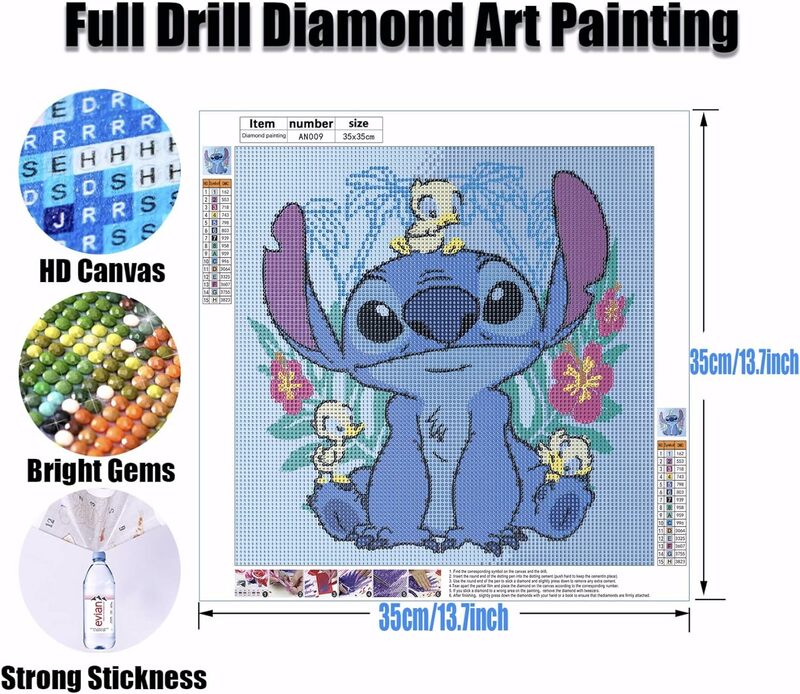 Ponto Diamond Art Kits de Pintura para Adultos, Desenhos Animados, Broca Completa, Pontos Pinturas, Pintura Redonda com Diamantes Pictures, Gem Art