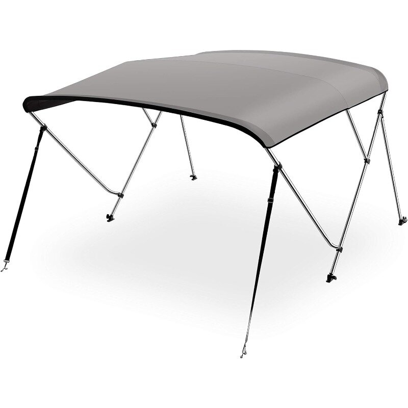 SereneLife Waterproof Boat Bimini Top Cover, Canvas Sun Shade Boat Canopy -1" Double 4 Bow 8'L x 54" H x 79"- 84" Gray