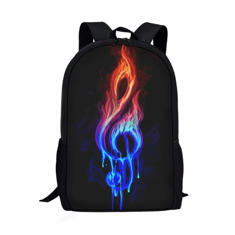 Tas ransel sekolah pelajar untuk anak-anak laki-laki perempuan tas punggung remaja tas sekolah tas buku gambar cetak musik api lucu tas buku anak-anak