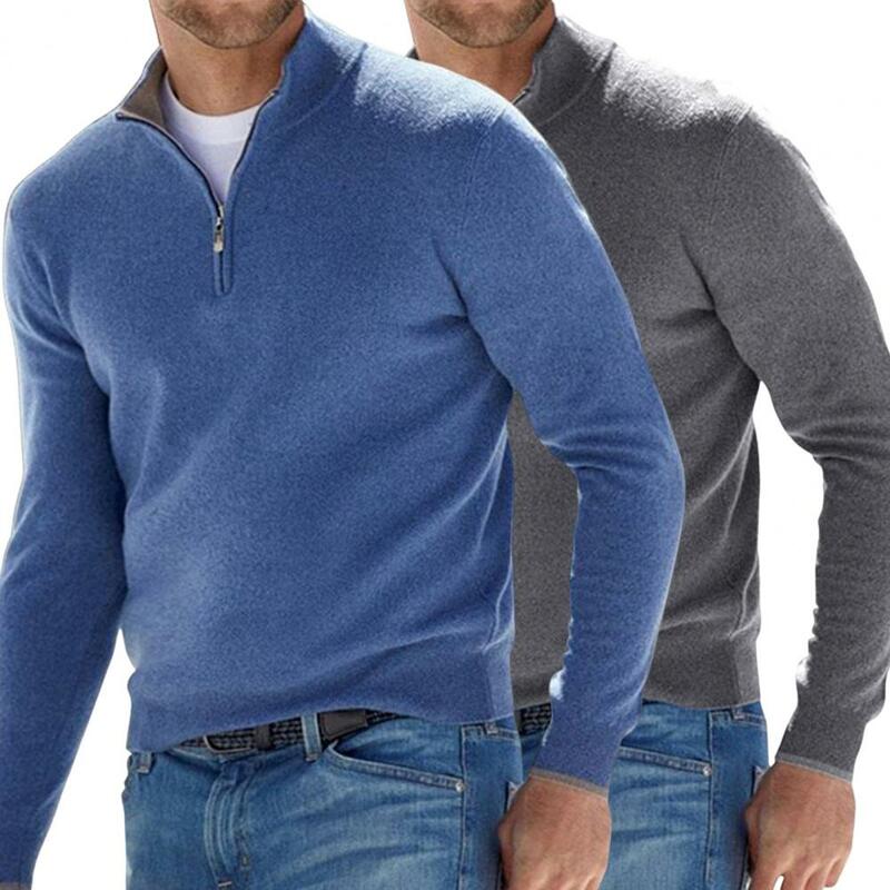 Suéter básico de primavera para hombre, camisa informal cálida y Chic, Tops térmicos de Color puro para otoño