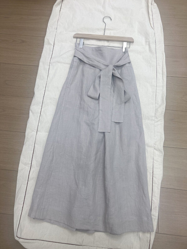 Summer pure linen casual skirt suit