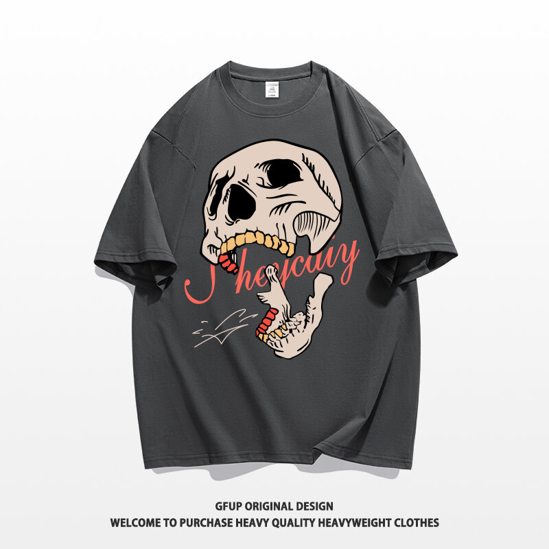 Y2k Dark Vintage T-shirt Zomer Skull Print Tops Kleding Katoen Graphic Oversized T-shirts Harajuku Streetwear Mannen Kleding