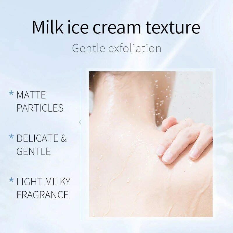 Milk Brighten Body Scrub esfoliante pulizia profonda nutriente controllo dell'olio idratante sbiancante cura del corpo antisbiadimento 100g