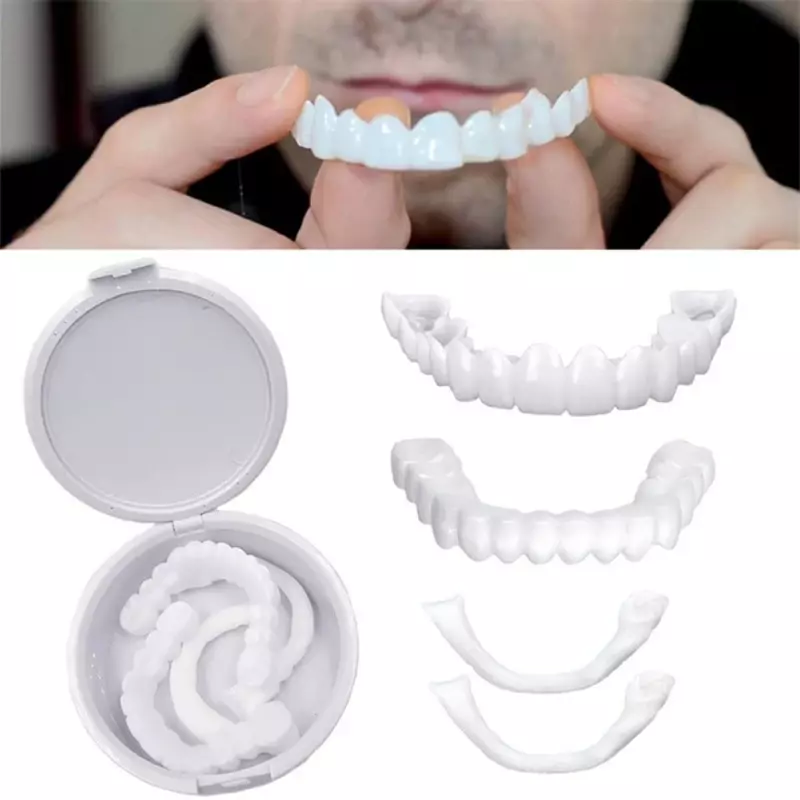 Kit de substituição temporária de dentes para homens e mulheres, dentes falsos de folheado, clareamento