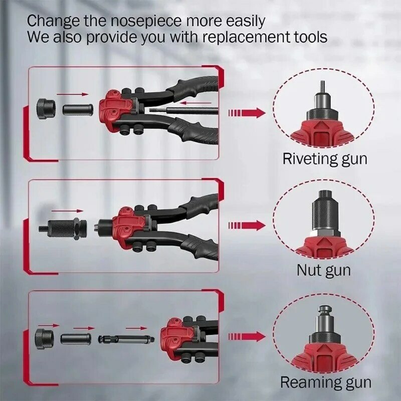 Kit de pistola remachadora 3 en 1, herramienta de ajuste de rosca Rivnut, tuerca Setter, M3-M10 métrica Sert, remachadora Manual con caja