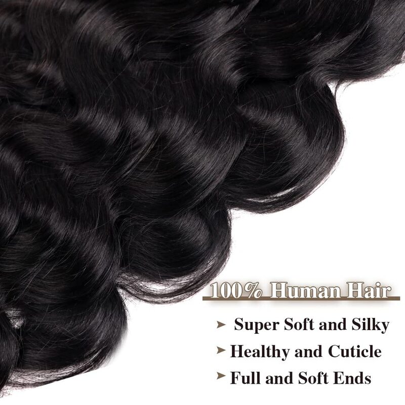 Extensiones de cabello humano ondulado para mujeres negras, Clip de 8 piezas, doble trama, 120g