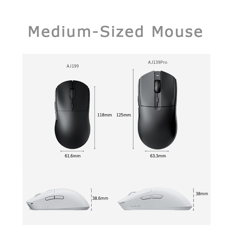 AJAZZ AJ139 Pro Wireless Mouse with Feets PMW3395 Gaming Chipset 26000dpi Professional Gaming Mouse for PC