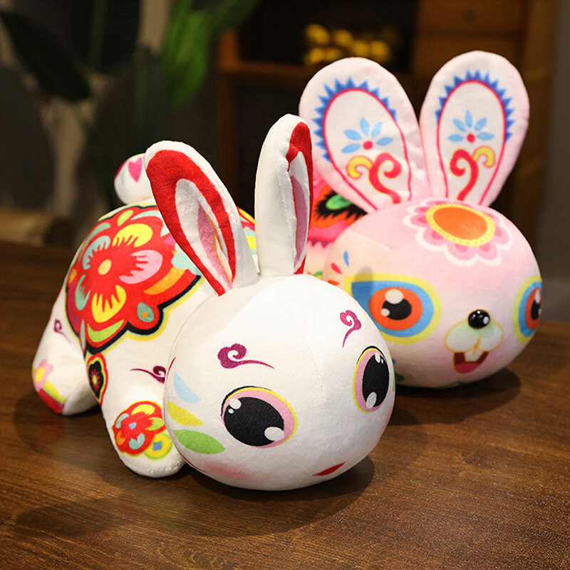 Brinquedo de pelúcia coelho do zodíaco chinês para crianças, boneca mascote, travesseiro recheado, presente de ano novo, coelho, 2023