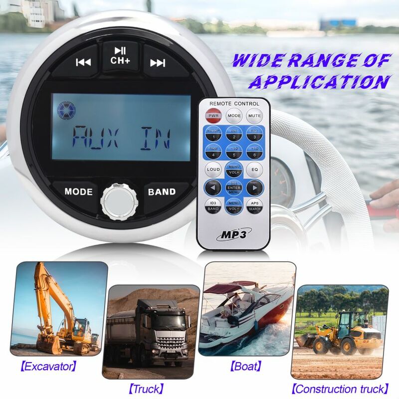 Marine MP3 Player 12V Waterproof Digital Stereo FM AM Audio Radio for Marine Boat Yacht Motorcycle RV