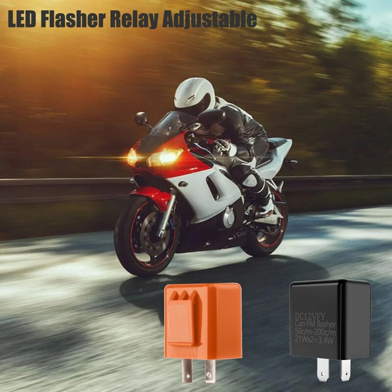 2 pinos da motocicleta led flasher relé dc12v freqüência ajustável eletrônico universal led moto pisca sinal de volta piscando luz