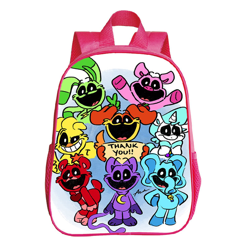 Bambini Pink Bookbag 3D Print smilling Critters Cartoon Kindergarten Backpack Toddler Cute Schoolbag Girls Softback Backpack Mochila