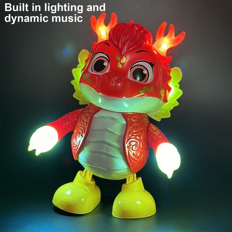 Mainan naga menari elektrik, mainan edukasi naga dengan lampu musik, ornamen musik ayun pencahayaan bertema Naga untuk anak-anak