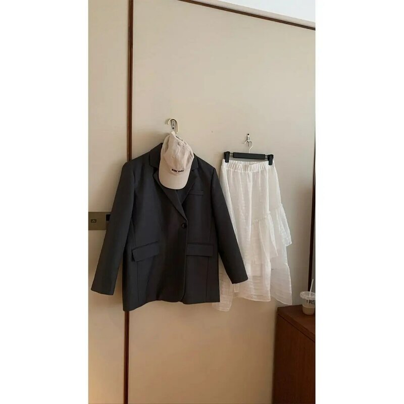 Женский винтажный Повседневный укороченный Блейзер, пальто, однотонный Блейзер на одной пуговице с карманами, одежда для женщин на осень и зиму