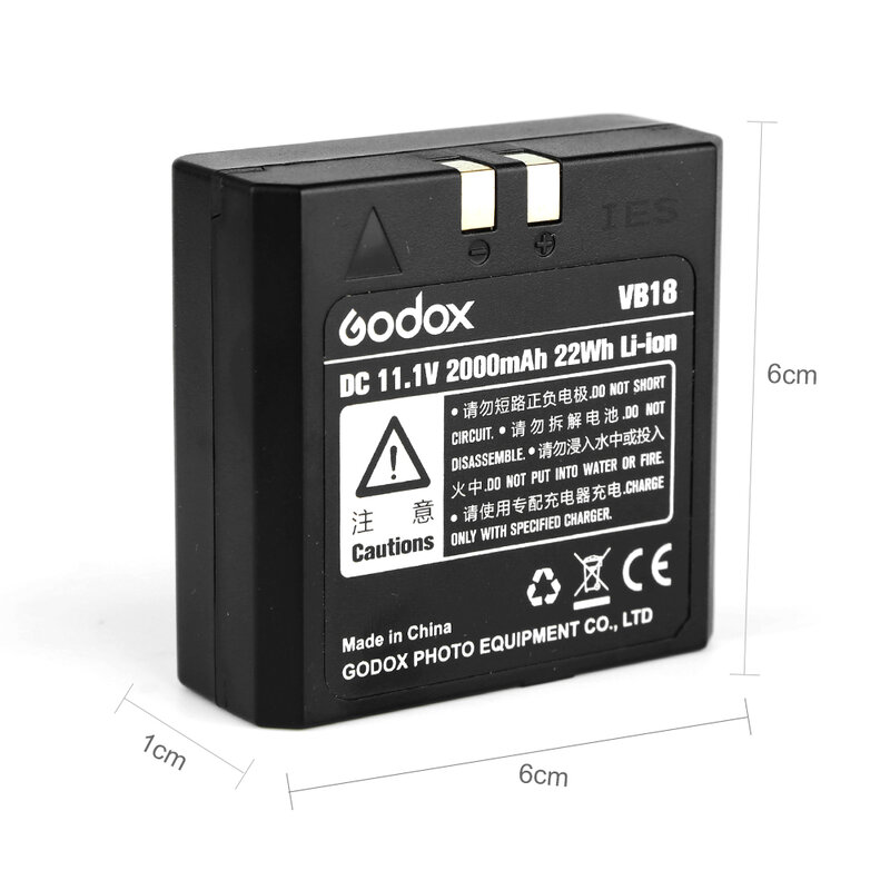 Bateria de iões de lítio Godox, bateria Li-ion para Ving V850, V860C, V860N, Flash Speedlite, DC, 11.1V, 2000mAh, 22Wh, VB-18