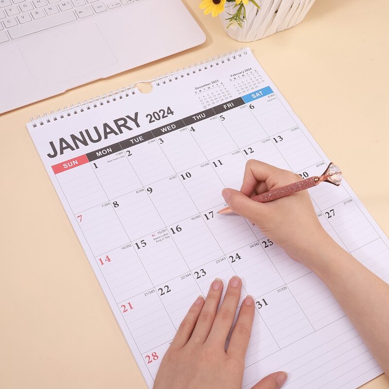 2024 Простой настенный календарь, еженедельный и ежемесячный планировщик, органайзер для дома и офиса, настенный календарь, ежедневный планировщик расписания