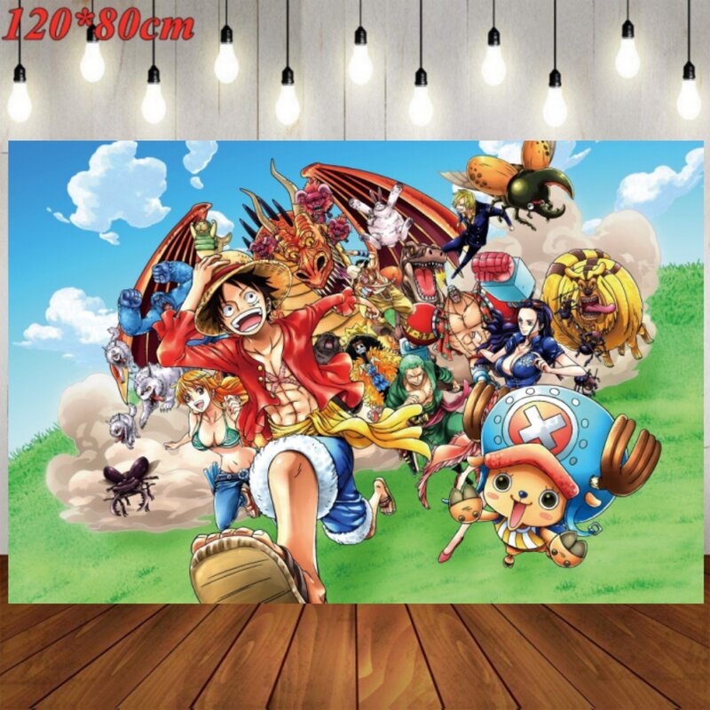 Jednoczęściowy dekoracje urodzinowe Anime Luffy Zoro balony zastawa stołowa czapka tło Baby Shower Kids Party materiały prezentowe