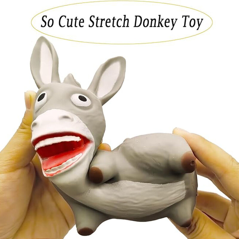 Juguete antiestrés de burro para aliviar la ansiedad, lindo juguete de burro elástico gris, boca grande, juguetes sensoriales de burro para cumpleaños, regalos de navidad